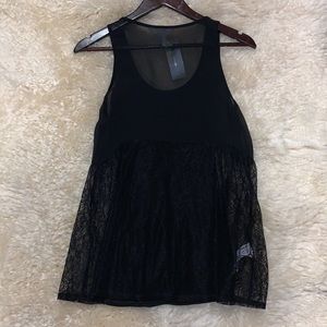NWT BCBGENERATION Black paneled top with lace back and sides